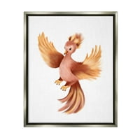 Stupell Industries Flying Phoeni Bird Mythology Fantasy Creature Illustration Painting Luster Grey floating