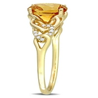 1- Carat t.g.w. Oval-CUT Madeira Citrine i okrugli dijamantni akcent 10kt Žuti zlatni ovalni prsten