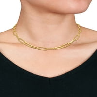 Miabella Ženska ogrlica od 14kt žutog zlata ovalna polirana spajalica sa spajalicama