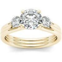 1-karatni T. W. dijamantski zaručnički prsten od tri kamena od 14kt žutog zlata