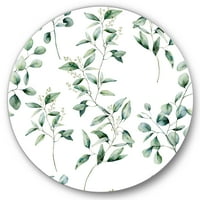 Designart 'zeleni eukaliptus biljne grane IV' tradicionalni krug metalni zid Art-disk od 36