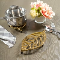 Lijev listastog listova sa gumenim klinovima za vruće posuđe, kuhinju ili trpezarijski stol, set 2, zlato