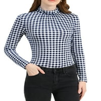 Jedinstvena ponuda ženska karirana Dolčevina sa dugim rukavom tanka košulja bluza
