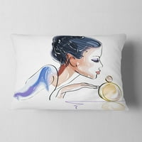 Designart žena sa bocom parfema - apstraktni jastuk za bacanje-12x20