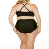 Ženski Plus-Size crno-bijeli mrežasti gornji dio bikinija s visokim izrezom