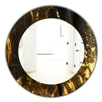 Designart' mramorirano žuto 9 ' Glam zidno ogledalo - ovalno ili okruglo zidno ogledalo