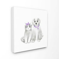 Dječija soba od Stupell Cute Cartoon Baby mačka i pas porodična slika kućnih ljubimaca XL platnena zidna