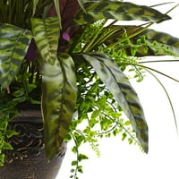 Gotovo prirodna 27 plastični poliester miješana Areca Palma, paprat i paun Umjetna biljka sa Sadilicom, zelena