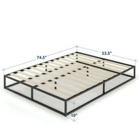 Mellow Modernista 10 metalni platformski krevet sa drvenim letvicama, Crni, puni