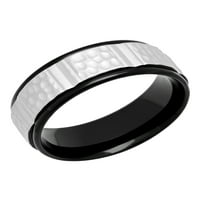 Muški nehrđajući čelik crni IP Žljebljeni Hammered Finish Band-muški prsten