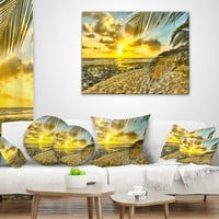 Designart Bijela Karipska plaža s dlanovima - jastuk za bacanje s pejzažom-18x18