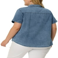 Jedinstvene ponude Ženske plus veličine traper jean majica s kratkim rukavima na vrhu vrhova