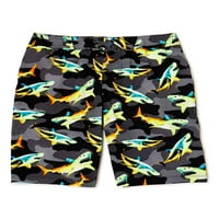Wonder Nation Boys' Shark Print Quick Dry Swim Shorts, Veličine 4 - & Husky