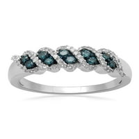 Carat T. W. plavo-bijeli dijamant 10kt bijeli Zlatni modni prsten