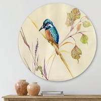 Designart 'Common Kingfisher Bird On Branch' tradicionalni krug metalni zid Art-disk od 11