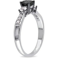 Carat T. W. Crni Dijamant i karat T. G. W. stvorio bijeli safir Sterling srebrni zaručnički prsten od tri