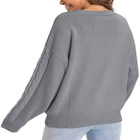 RRHSS jesen Novo ženski pleteni džemper od pletenog rebra od pune boje vune Cardigan kaput S-1L