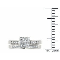 Carat TW Diamond 10kt Set vjenčanog prstena u obliku jastuka od bijelog zlata u obliku jastuka