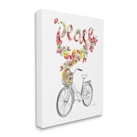 Stupell Industries Peace Phrase Quaint floral Bouquet korpa za bicikle platnena zidna Umjetnost, 30, dizajn