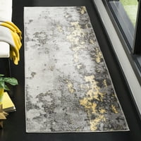 Adirondack Ladonna apstraktna tepih za pokretanje, siva žuta, 2'6 20 '