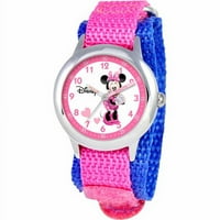 Disney Deca Minnie Mouse Pink Blk Velcro Bend Vrijeme Učitelj Sat