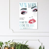 Wynwood Studio Advertising Wall Art Canvas Prints 'Cover NY Aquarel Portrait' Publications-White, Red