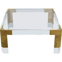 Meridian Furniture Casper Nerđajući čelik na kvadrat stakleni sto za kafu u zlatu