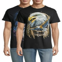 Humor muške i velike muške Dream Eagle & Howling Wolf grafičke majice, 2 pakovanja