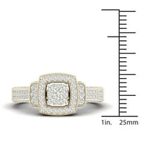 3 4ct TDW dijamant 10k žutog zlata dvostruki kvadratni zaručnički prsten