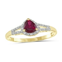 JewelersClub Ruby Prsten Birthstone Nakit-1. Karat Ruby 14k pozlaćeni srebrni prsten nakit sa bijelim dijamantskim