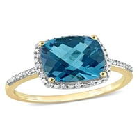 Miabella ženski 5-karatni T. G. W. Londonski plavi Topaz i karatni T. W. dijamant 14kt oreol koktel prsten