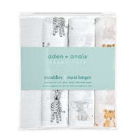 Aden + Anais Essentials, Pokrivač Od Pamučnog Muslina, Safari Komadi, Uniseks, Dojenčad, 4 Pakovanja