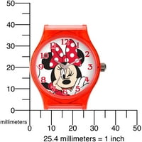 Minnie Mouse Plastični Sat Za Djevojčice, Crveni Rastezljivi Najlonski Kaiš