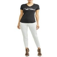 Sofia Jeans By Sofia Vergara No Pain No Cake Short Sleeve V-Neck Graphic T-Shirt Women's