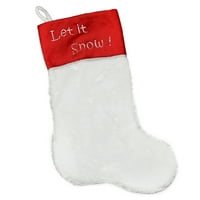 20 bijela i crvena sjena Velveteen manžetna Božićna čarapa