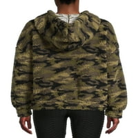 No Boundaries ' Printed Half-Zip Fau Sherpa Hoodie