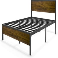 Yoneston Queen size okvir za krevet na platformi sa drvenim uzglavljem metalni okvir kreveta