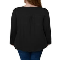 Ženske Plus Size Tops Čipkaste Plisirane Bluze Od Tunike Dugi Rukav Casual Flowy Shirts