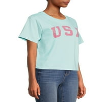 Socijalno izdanje ženska Junior SAD skraćena kratka rukava grafička majica