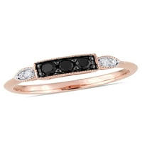 Carat T. W. crno-bijeli dijamant 10k prsten za slaganje ružičastog zlata