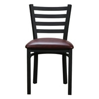 Linon Belmar metalne trpezarijske stolice, Set od 2, Crna i bordo Fau koža