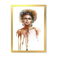 Designart 'portret Afro Amerikanke XIII' Print moderne uokvirene umjetnosti