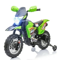 Mera 6V Kids električni pogon za vožnju motociklom Dirt Bike sa točkovima za trening, svjetlo, Muzika-zeleno