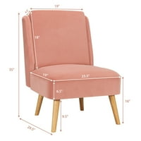 Gyma baršunasta akcentna stolica Jednostruka Sofa stolica za slobodno vrijeme sa drvenim okvirom Pink