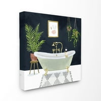 Stupell dizajner za uređenje doma kupaonica dizajn plavog zlata platnena zidna Umjetnost Viktorije Borges