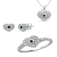 JewelersClub Plavo-Bijeli Dijamant Accent Sterling Silver 3-Dijelni Set Nakita Za Srce