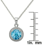 Primal Silver Sterling Silver Rodijumski dijamant i plavi topaz privezak sa Forzantina kablovskim lancem