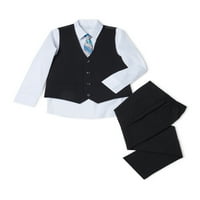 Wonder Nation Boys 4 - & Husky komplet odijela sa prslukom, košuljom na dugmad, kravatom i pantalonama, 4-dijelni