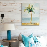 Stupell Industries Palm Tree sa kokosima na pijesku na plaži, 40, dizajnirao Lanie Loreth