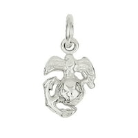 Primal Silver Sterling Silver Marine Corps Emblem Charm on Forzantina Cable Chain
